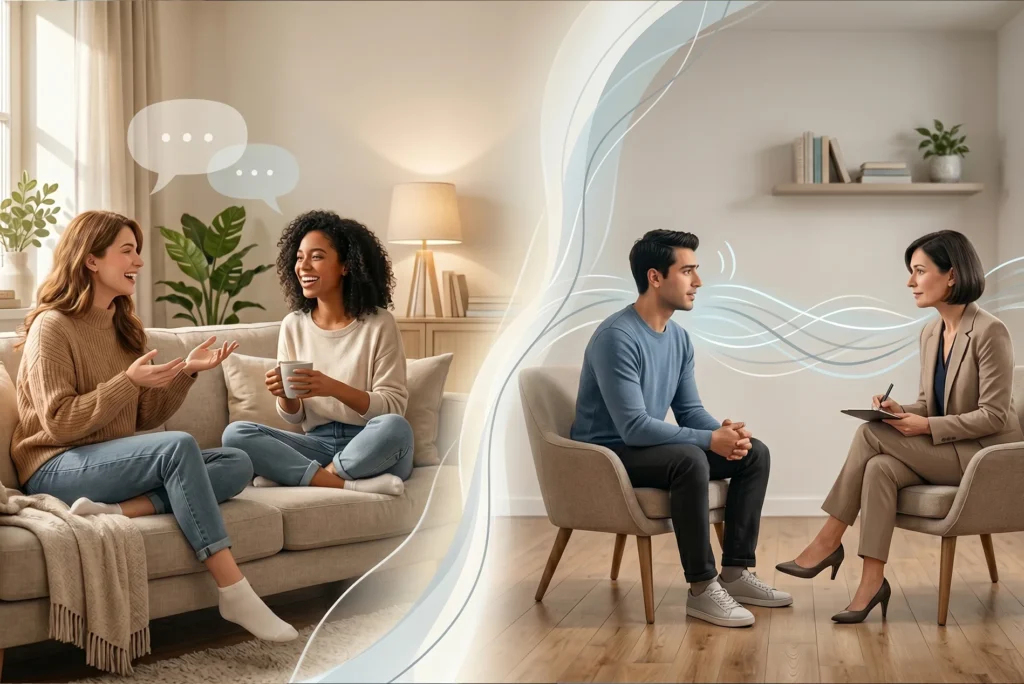 Talking to Friends vs Professional Support: What’s the Actual Difference?