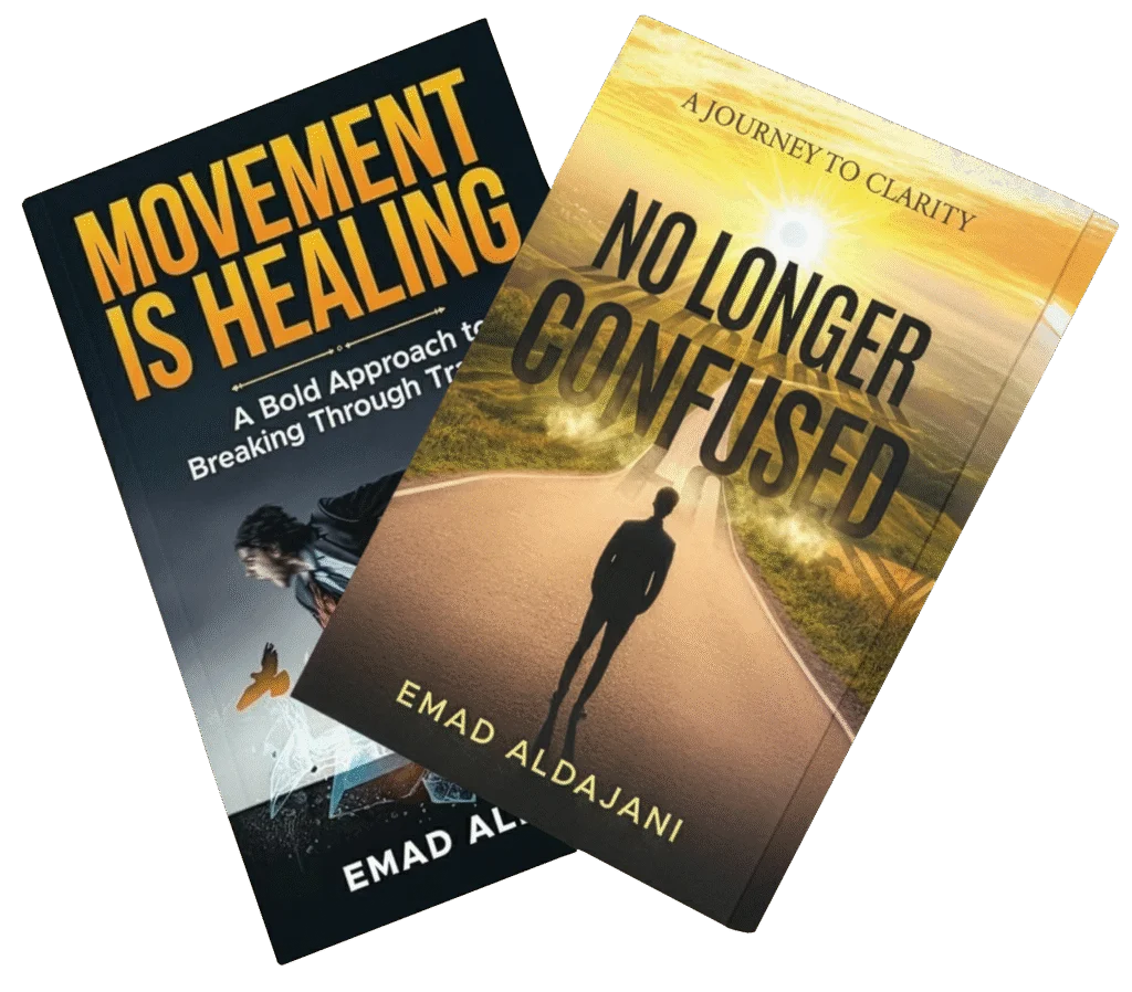Ashwings book collection mockup featuring No Longer Confused and Movement Is Healing by the author